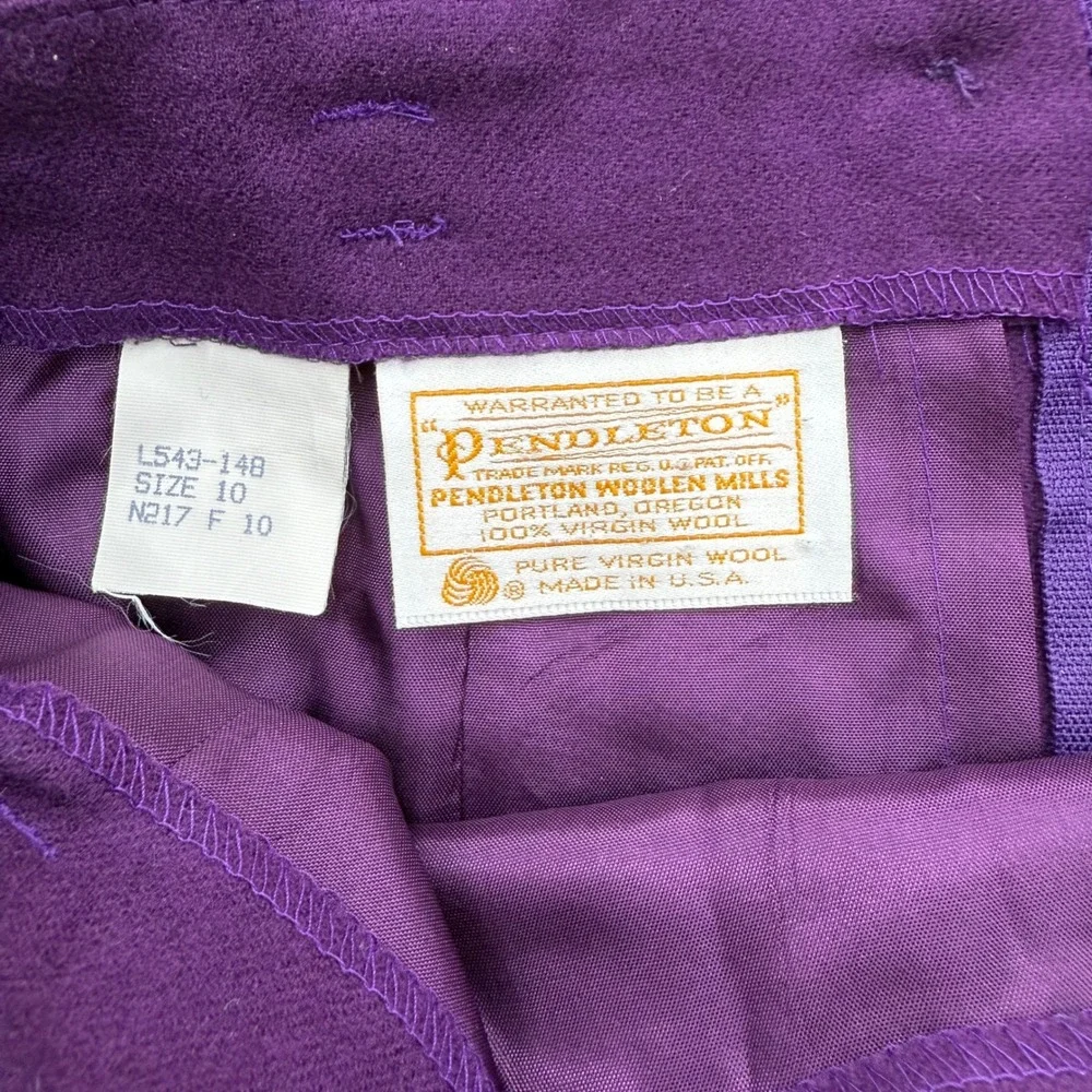 Pendleton Women's Size 10/12 Wool Blazer Skirt Suit Set Gray Plaid‎ Purple Lined